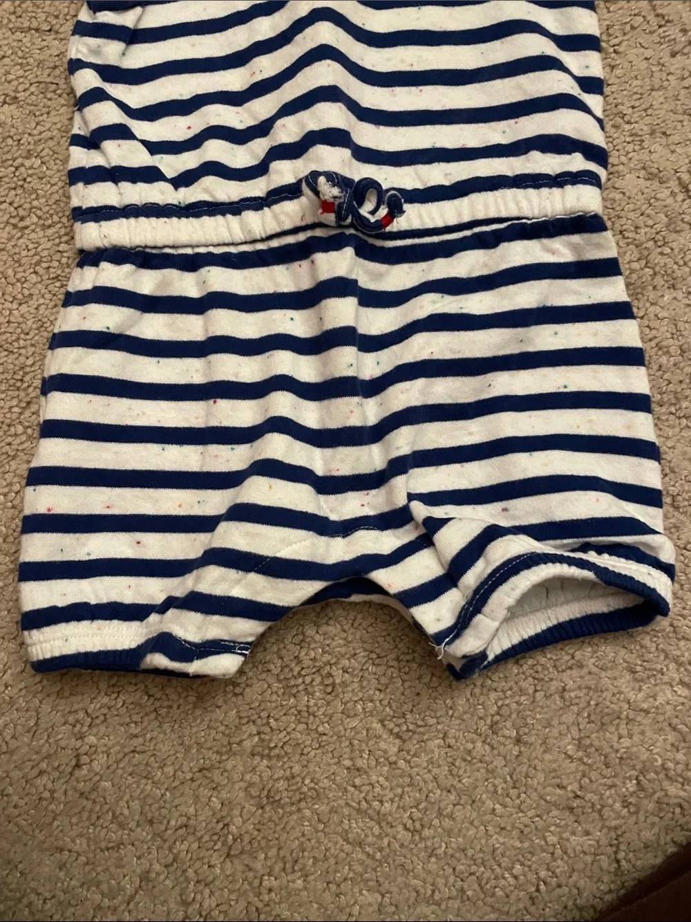 Ellen DeGeneres Navy and White Striped Girls' Romper with Strawberry Patch